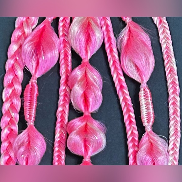 Pink and White Rave Braids Festival Braids Hair Extensions - Picture 3 of 3